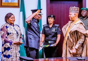 Vice President Kashim Shetima decorates new Acting Inspector General of Police, DIG Kayode Egbetokun