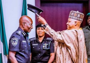 Vice President Kashim Shetima decorates new Acting Inspector General of Police, DIG Kayode Egbetokun