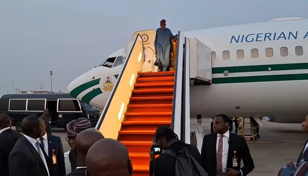 Tinubu Returns To Abuja After Work Visit To France